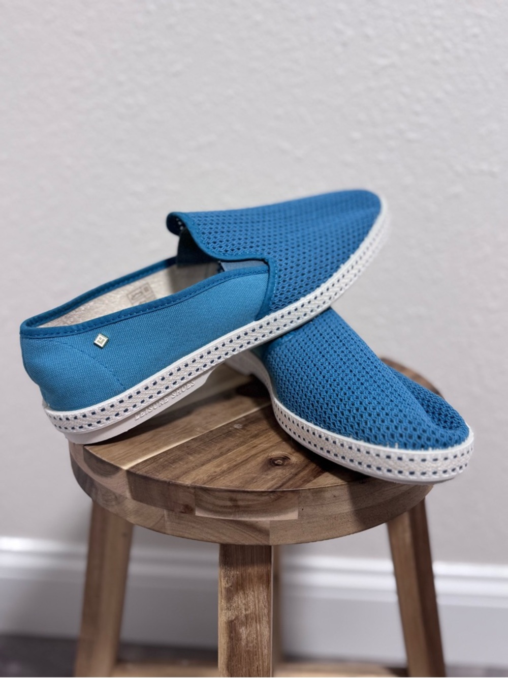 Rivieras Classic Toile & Filet Aqua Blue Slip-on Shoes Mesh Loafers Men’s 11